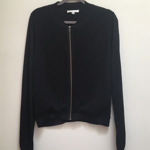 CAbi zip up cardigan with waffle pattern